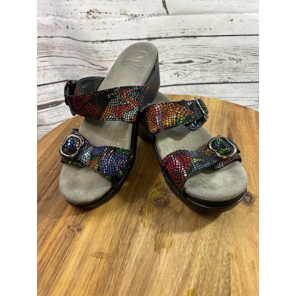 Women's Dansko Black Multi-color Sandals Size 7.5